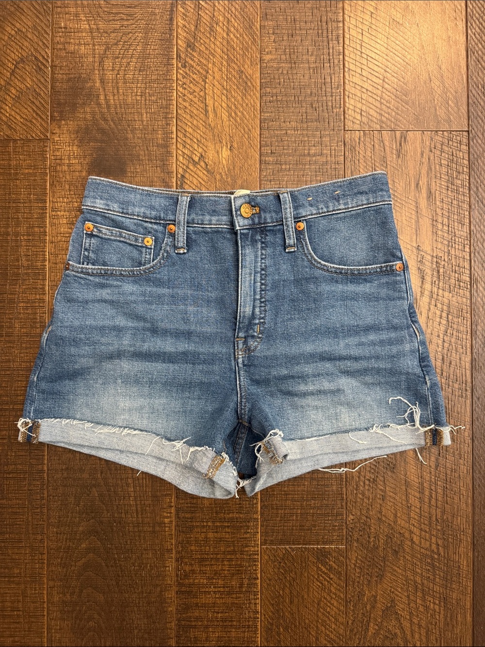 Madewell High Rise Denim Shorts Rolled Hem